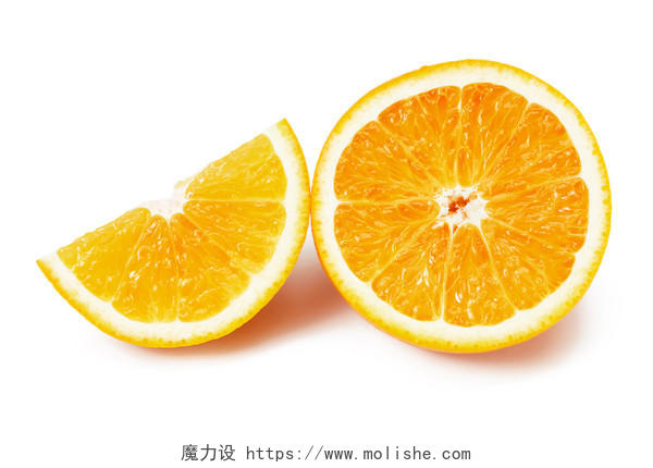 白底水果橙子切开橙子半个橙子切块橙子鲜橙